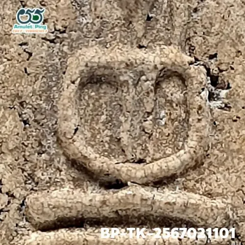 100× magnification — Somdej Toh amulet, double base, Sacred powder (Phong), Wat