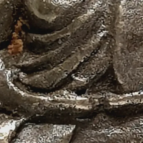 100× magnification — Luang Phor Ngern statuette, Niyom 4-Chai, Indra-eye