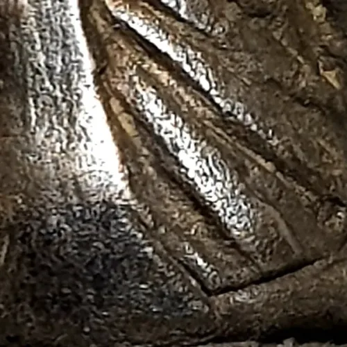 100× magnification — Luang Phor Ngern statuette, Khi Ta 5-Chai, Khan Long Hin