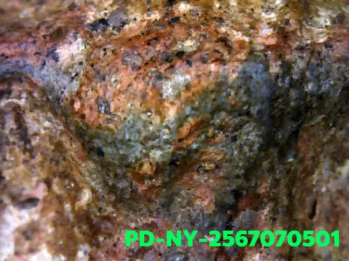 1000× magnification — Phra Wisutthikasat amulet, Yai (large) curved knee, Fired