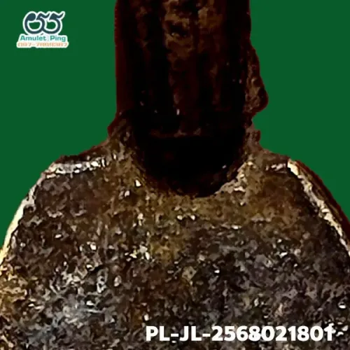 100× magnification — Luang Phor Ngern coin, Job Lek (small hoe) straight shin