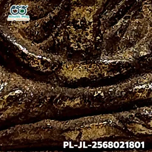 100× magnification — Luang Phor Ngern coin, Job Lek (small hoe) straight shin
