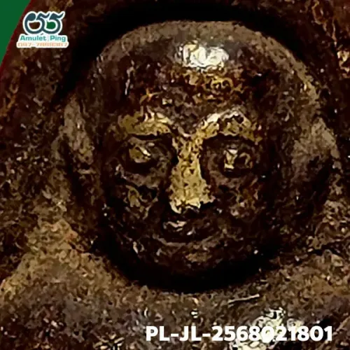 100× magnification — Luang Phor Ngern coin, Job Lek (small hoe) straight shin