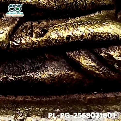 100× magnification — Luang Phor Ngern statuette, Khi Ta 4-Chai, Mixed alloy, Wat