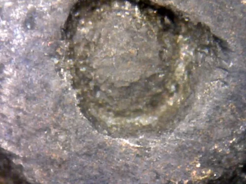 1000× magnification — Luang Pu Iam statuette, Yant Yung, Na on the knee, Mixed