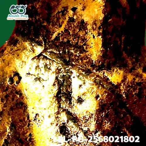 100× magnification — Luang Phor Ngern statuette, Khi Ta 4-Chai, Mixed alloy, Wat