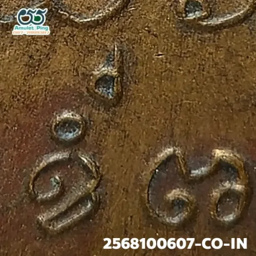 100× magnification — Luang Phor Sothon coin, clear Sara U, Copper, Wat Sothon