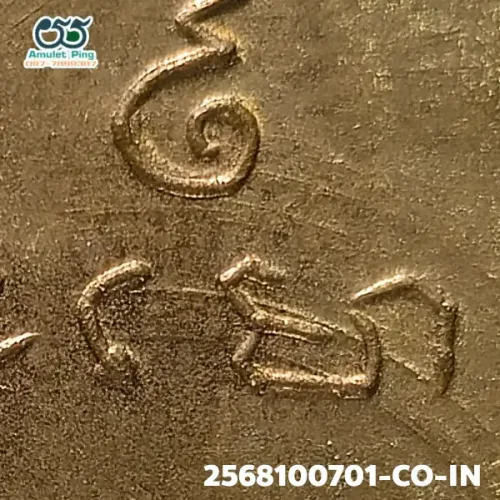100× magnification — Luang Phor Sothon coin, first batch (Run Raek), Copper, Wat