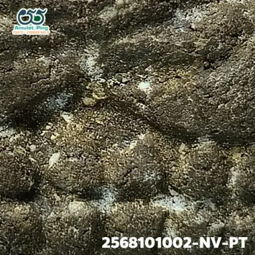100× magnification — Luang Phor Thuad amulet, lead material, Herbal (Wan), Wat