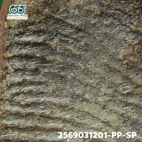 100× magnification — Phra Mahathera Piyathassi amulet, old face, Clay, Wat Phra