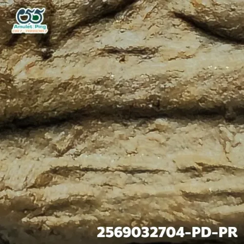 100× magnification — Queen Chamadevi amulet, Yai (large), Fired clay, Wat