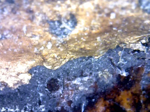 1000× magnification — Phra Pidta by Luang Phor Kaew, flat back, Powder with