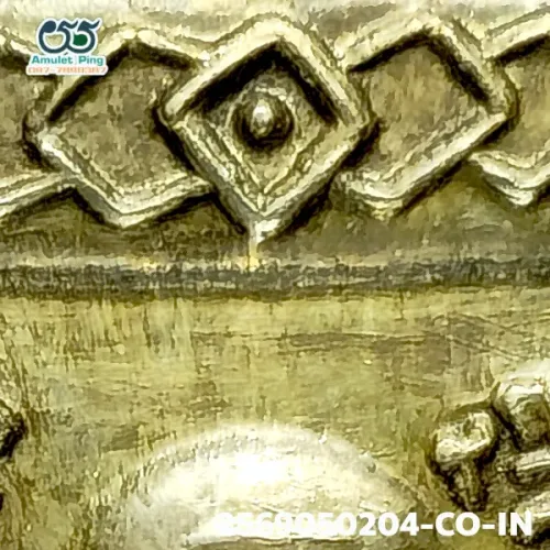 100× magnification — Luang Phor Thuad coin, Sema 1-dot, Silver, Wat Chang Hai