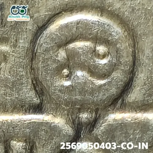 100× magnification — Luang Pu Tim amulet, Phim Sema, 8th cycle (age 96), Silver