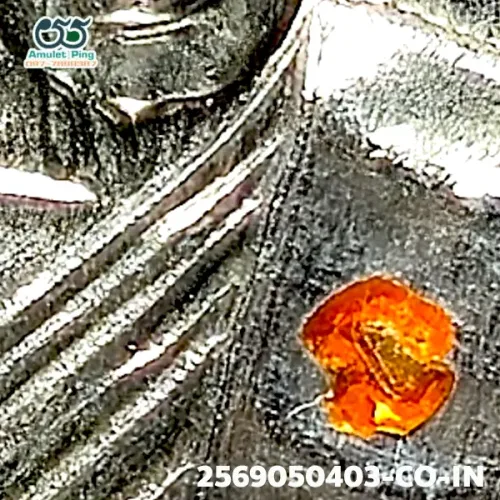 100× magnification — Luang Pu Tim amulet, Phim Sema, 8th cycle (age 96), Silver