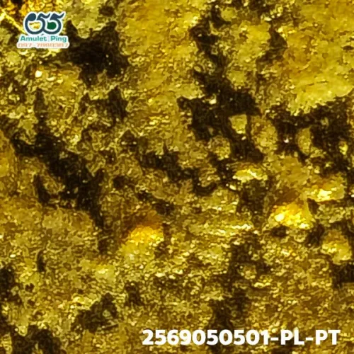 100× magnification — Luang Phor Thuad statuette, Phim A-Pa-Se, Gold-plated, Wat