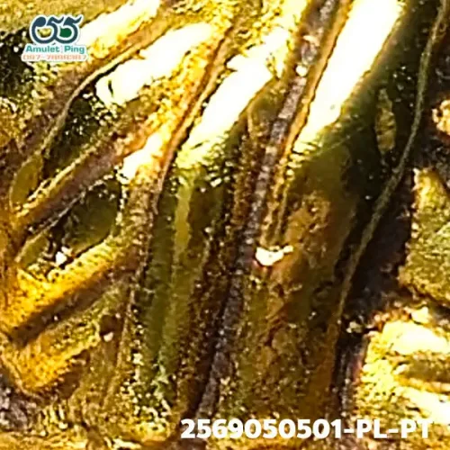 100× magnification — Luang Phor Thuad statuette, Phim A-Pa-Se, Gold-plated, Wat