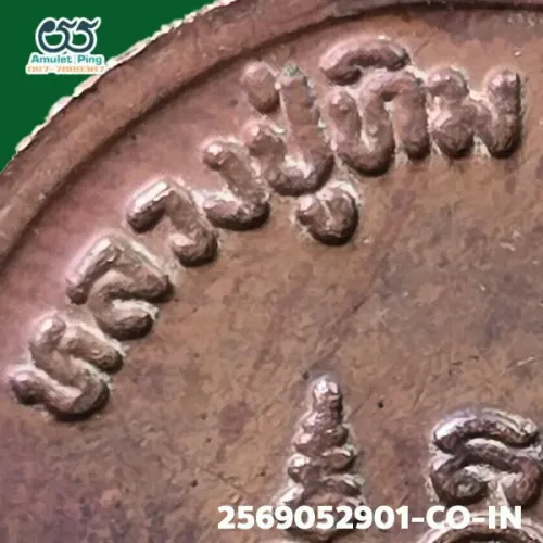 100× magnification — Luang Pu Tim coin, Phim welded loop, Copper, Wat Lahan Rai