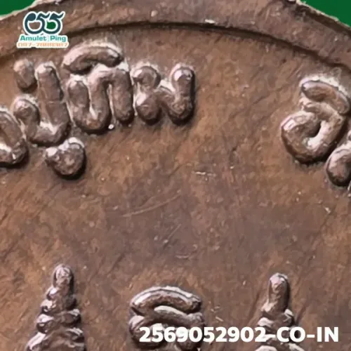 100× magnification — Luang Pu Tim coin, Phim welded loop, Copper, Wat Lahan Rai