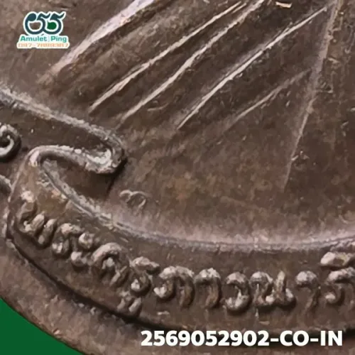 100× magnification — Luang Pu Tim coin, Phim welded loop, Copper, Wat Lahan Rai