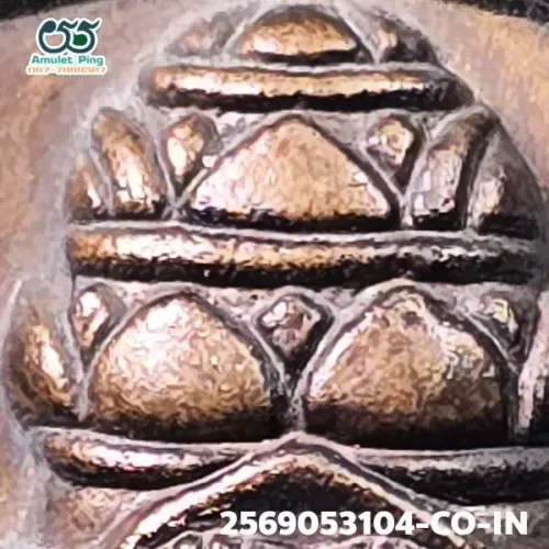 100× magnification — Jatukam Ramathep coin, Pidta mold, Copper, Wat