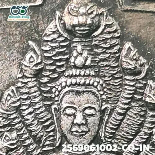 100× magnification — Luang Phor La coin, first and only portrait coin batch