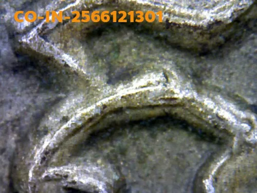 1000 倍放大 — 龍婆貴銅牌 首期 黃銅（Thong Fa Bat） 科西達蘭寺 猜納府 佛曆 2504