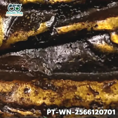 100 倍放大 — 龙婆银佛牌 基打 四衣摆 合金 瓦邦干寺 披集府 佛历 2462