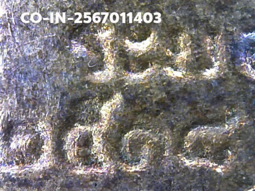 100× magnification — Luang Pu Tim amulet, Sema, 8th cycle (age 96), Copper, Wat