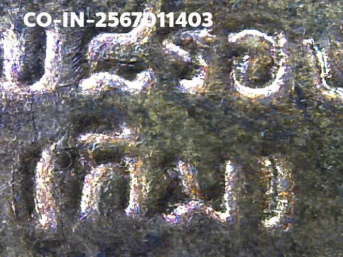 100× magnification — Luang Pu Tim amulet, Sema, 8th cycle (age 96), Copper, Wat