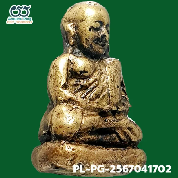 Luang Phor Ngern statuette, Khi Ta 4-Chai, Mixed alloy, Wat Bang Khlan, Phichit, BE 2462 — front, angled right