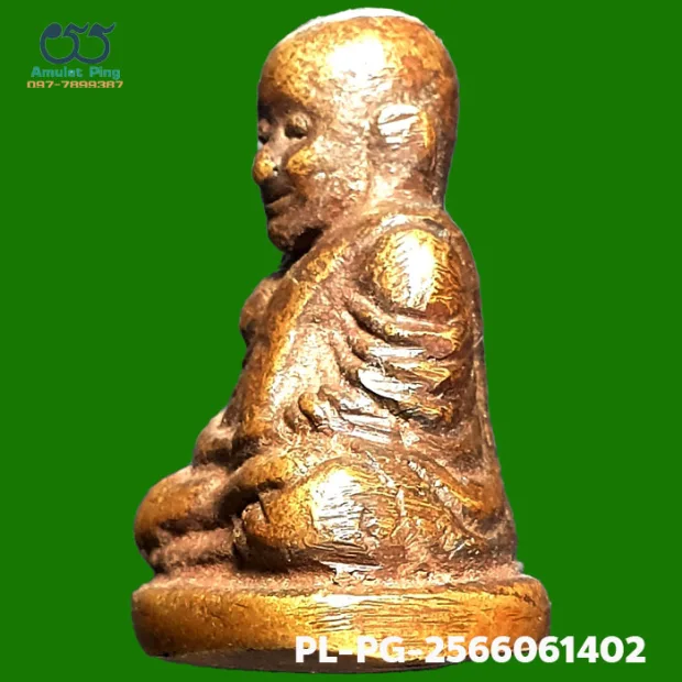 Luang Phor Ngern statuette, Niyom 3-Chai, Mixed alloy, Wat Bang Khlan, Phichit, BE 2462 — front, angled left