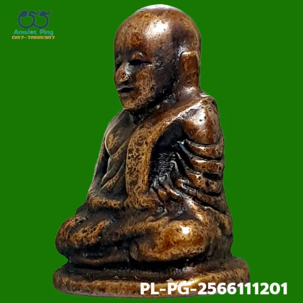 Luang Phor Ngern statuette, Niyom 4-Chai, Mixed alloy, Wat Bang Khlan, Phichit, BE 2462 — front, angled right