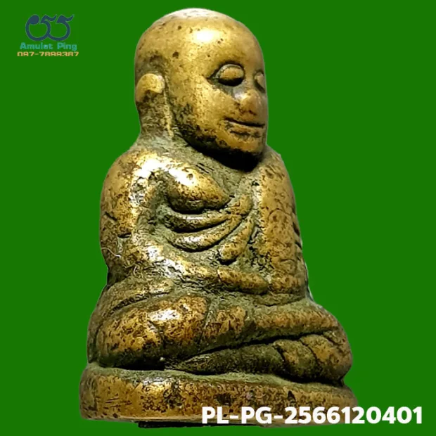 Luang Phor Ngern statuette, Niyom 3-Chai, Mixed alloy, Wat Bang Khlan, Phichit, BE 2462 — front, angled left
