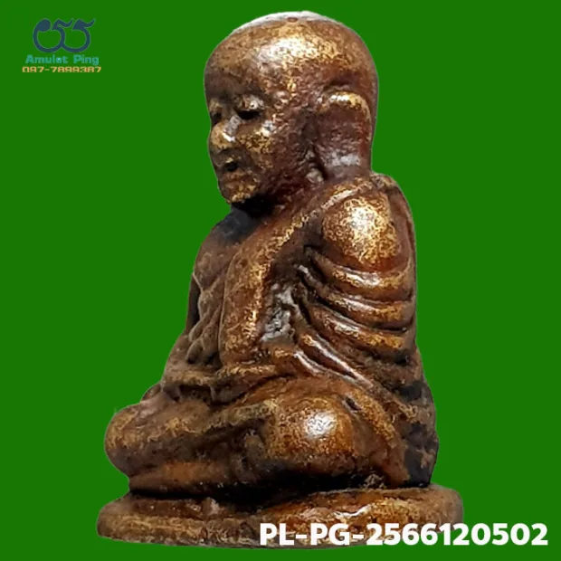 Luang Phor Ngern statuette, Niyom 4-Chai, Mixed alloy, Wat Bang Khlan, Phichit, BE 2462 — front, angled right