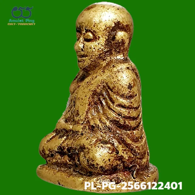Luang Phor Ngern statuette, Niyom 4-Chai, Indra-eye, Mixed alloy, Wat Bang Khlan, Phichit, BE 2462 — front, angled left