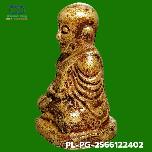Luang Phor Ngern statuette, Niyom 4-Chai, Indra-eye, Mixed alloy, Wat Bang Khlan, Phichit, BE 2462 — front, angled left