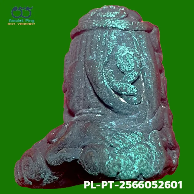 Luang Phor Tab statuette, Yant on the calf, Mixed alloy, Wat Thong (Wat Suwannaram), BE 2450 — front, angled left