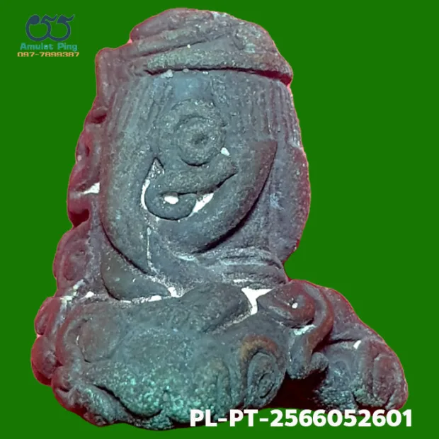 Luang Phor Tab statuette, Yant on the calf, Mixed alloy, Wat Thong (Wat Suwannaram), BE 2450 — front, angled right