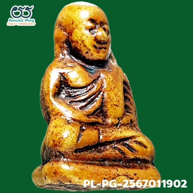 Luang Phor Ngern statuette, Khi Ta 4-Chai, Mixed alloy, Wat Bang Khlan, Phichit, BE 2462 — front, angled right