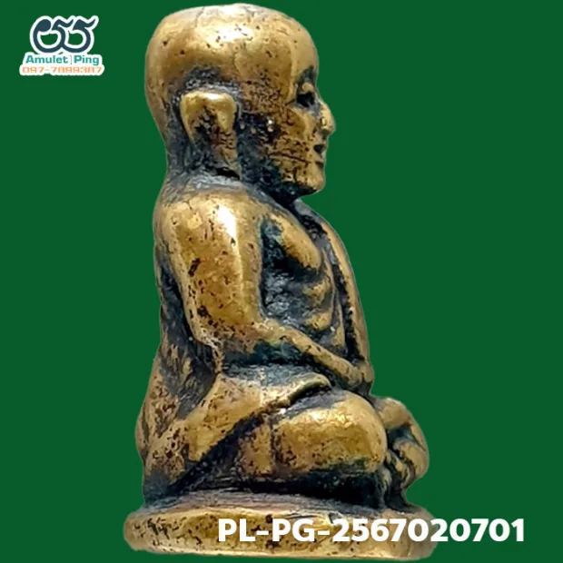 Luang Phor Ngern statuette, Niyom 4-Chai, Mixed alloy, Wat Bang Khlan, Phichit, BE 2462 — back, angled left