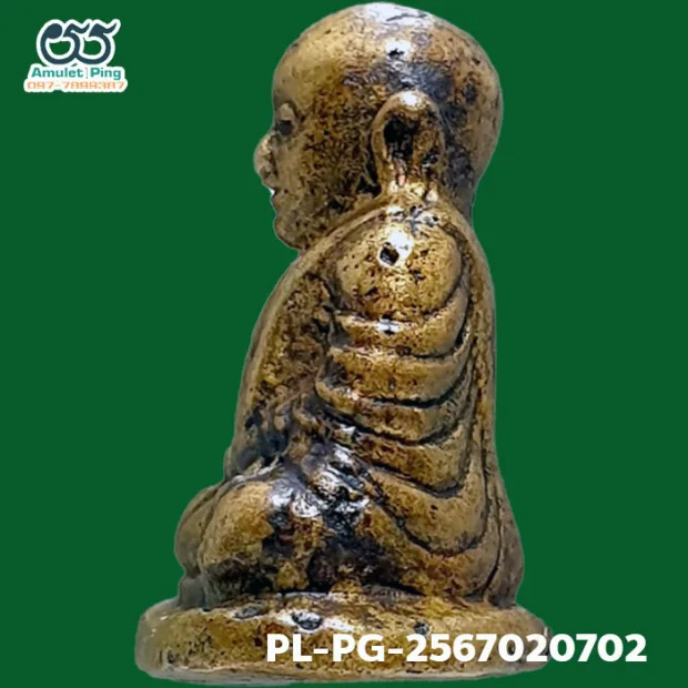 Luang Phor Ngern statuette, Niyom 4-Chai, Indra-eye, Mixed alloy, Wat Bang Khlan, Phichit, BE 2462 — back, angled right