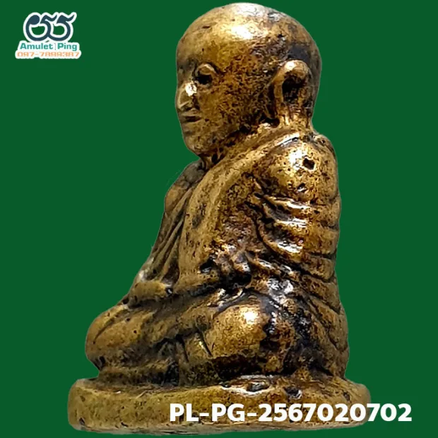Luang Phor Ngern statuette, Niyom 4-Chai, Indra-eye, Mixed alloy, Wat Bang Khlan, Phichit, BE 2462 — front, angled left