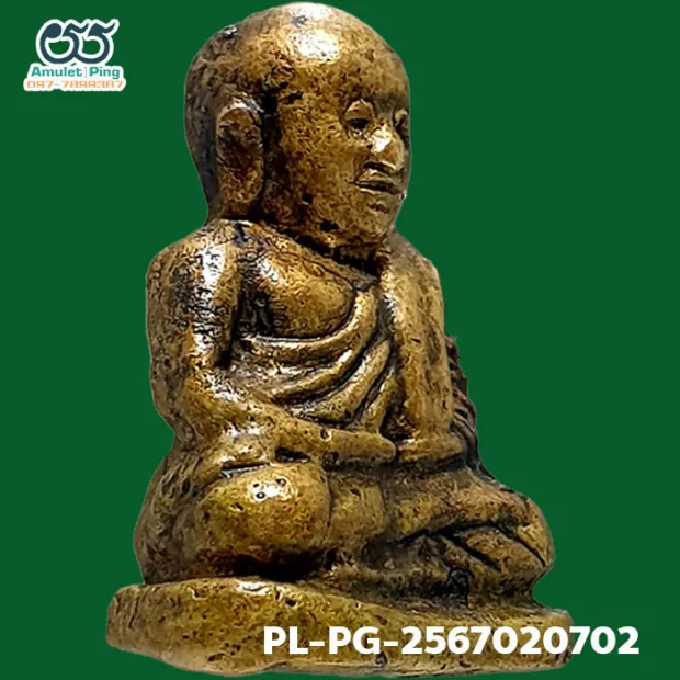 Luang Phor Ngern statuette, Niyom 4-Chai, Indra-eye, Mixed alloy, Wat Bang Khlan, Phichit, BE 2462 — front, angled right