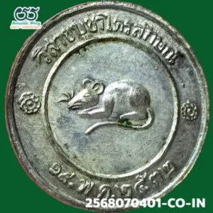 เหรียญโชคดี หลังหนู หลวงปู่เกษม เขมโก เนื้อเงิน สำนักสุสานไตรลักษณ์ ลำปาง ปี 2532 วัตถุมงคลสายเหนือ สุดยอดแห่งความโชคดี